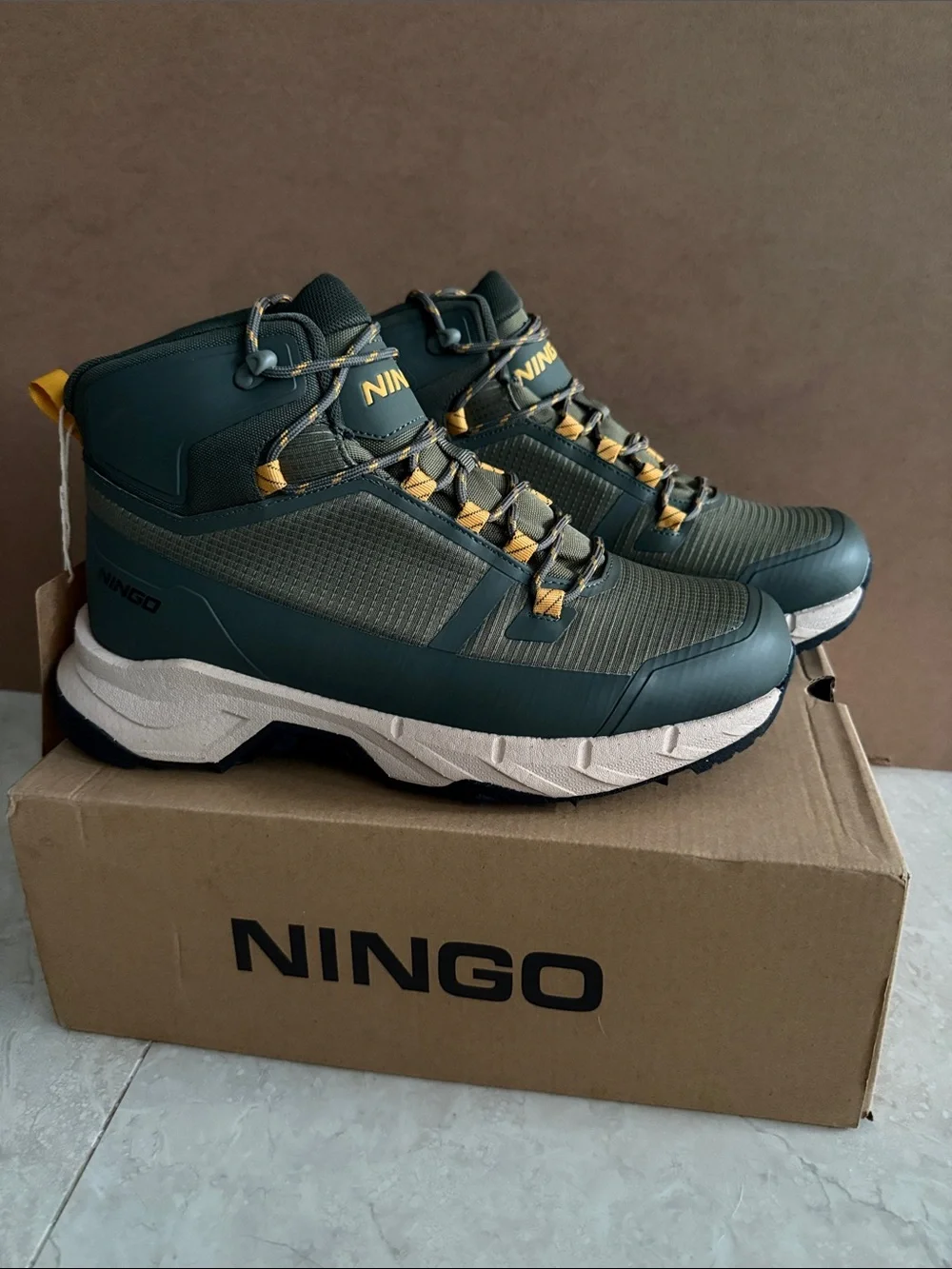 NINGO Men's Dark Green High-Top Waterproof Lightweight Hiking Trail Boots 11 NEW